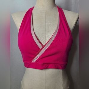 Lululemon "Not So Deep V" Logo Mesh Bra Pink Size 10